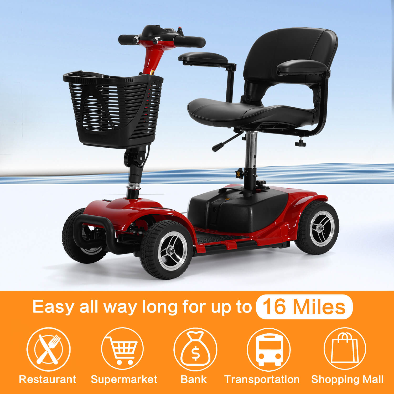 Asjmreye 4-Wheel Electric Mobility Scooter for Seniors