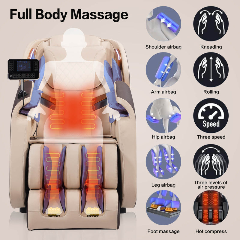 Asjmreye Massage Chairs Zero Gravity Chair Full Body Airbags Massage Brown