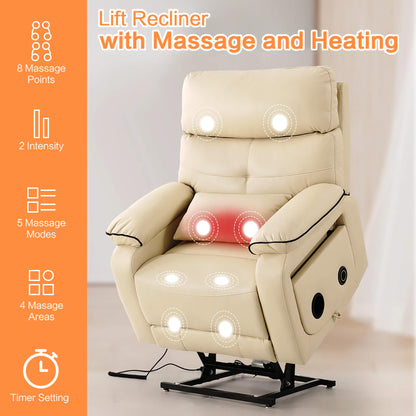 power lift recliner chair with massage and heating features