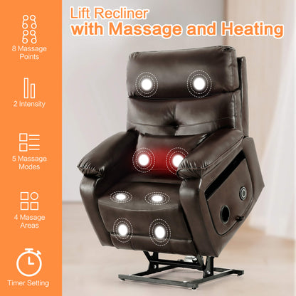 power lift recliner chair with massage and heating features
