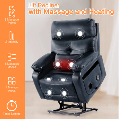 power lift recliner chair with massage and heating features