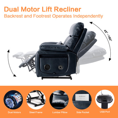 A power lift recliner with dual motors that's backrest and footrest can be operated separately