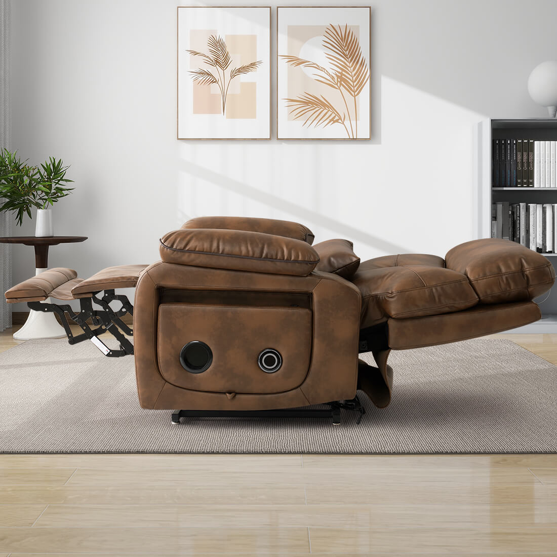 A power lift chair laying flat