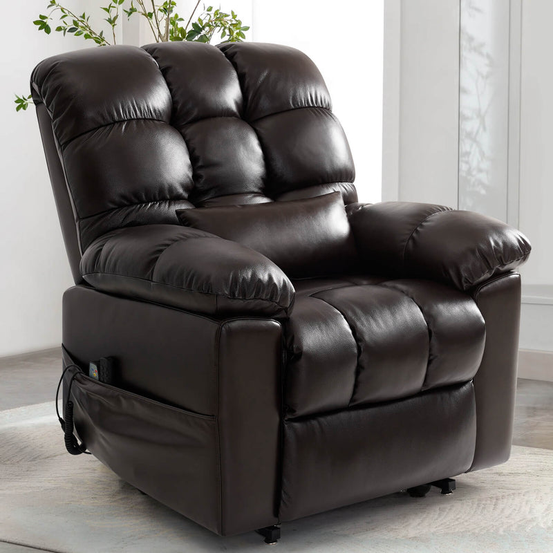 Asjmreye_Triple_Motor_Infinite_Position_Power_Lift_Recliner_Chair_Massage_and_Heating_Brown_Genuine_Leather_Including_Lumbar_Pillow
