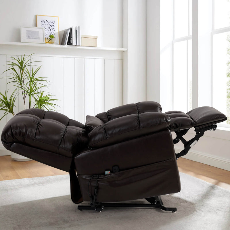 Asjmreye_Triple_Motor_Infinite_Position_Power_Lift_Recliner_Chair_Massage_and_Heating_Brown_Genuine_Leather_Including_Lumbar_Pillow