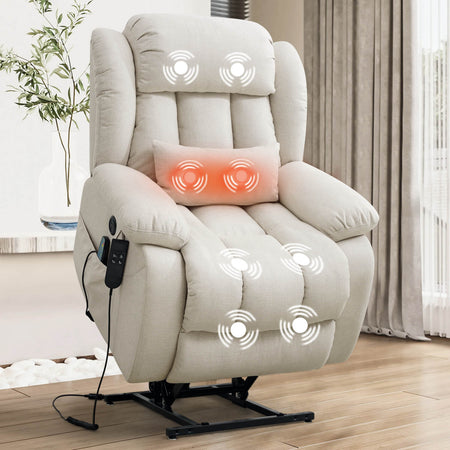 Asjmreye_dual_motor_lift_recliner_chair_beige_fabric , with massage and heating
