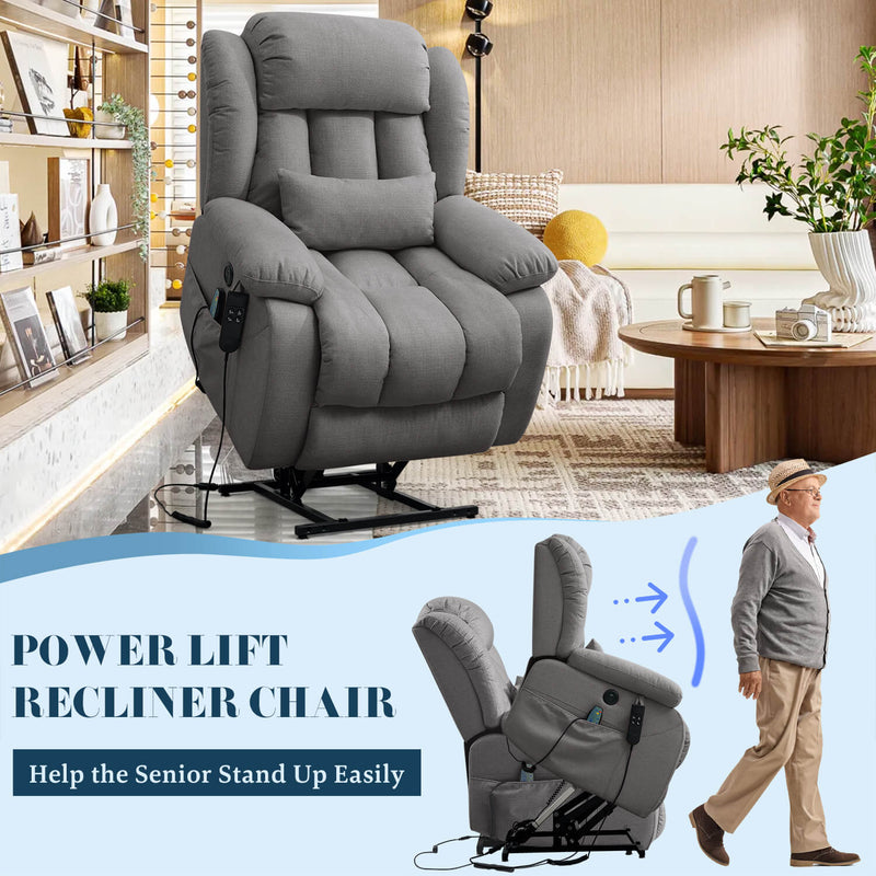 Asjmreye_dual_motor_lift_recliner_chair_grey_fabric, help the senior stand up easily