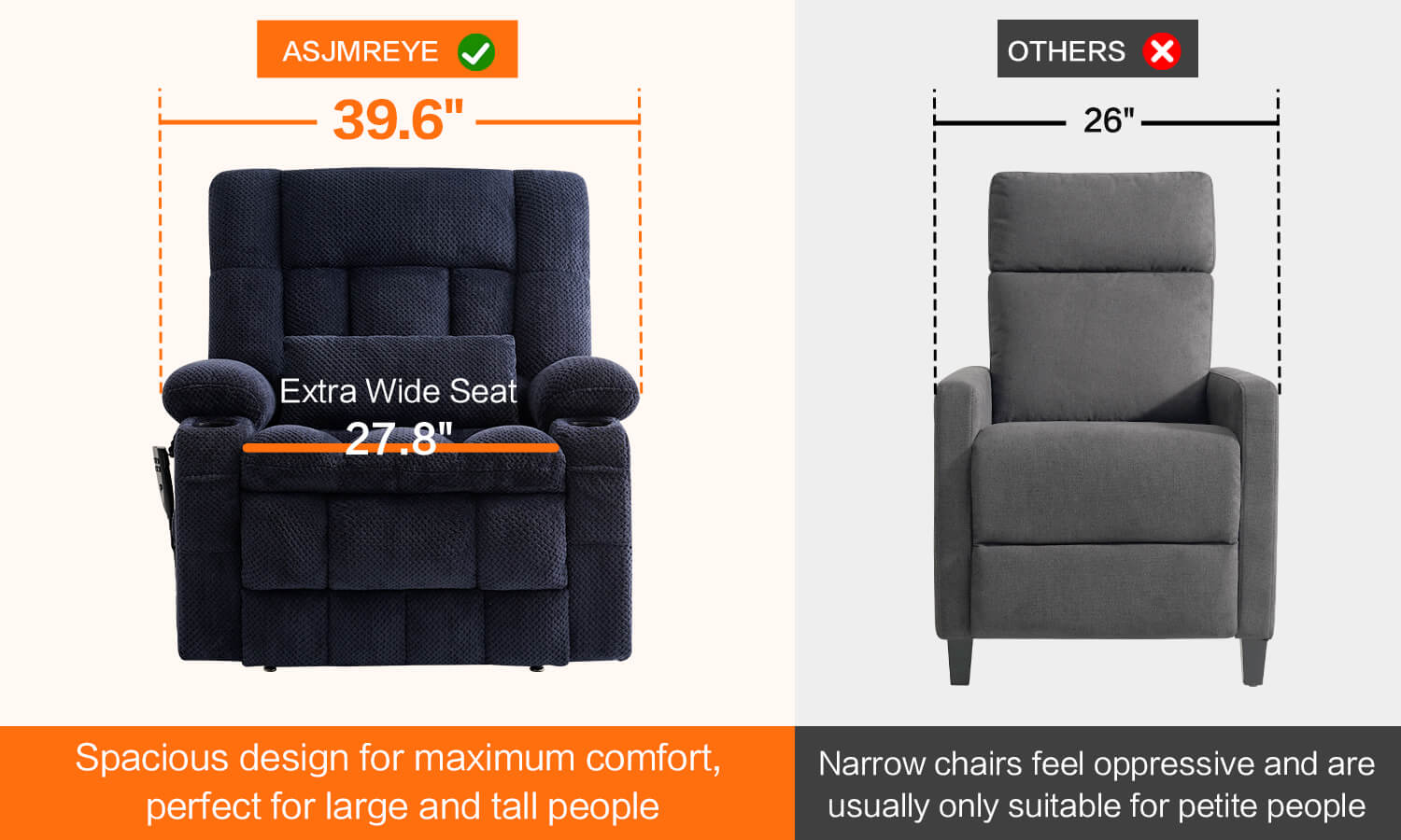 Oversized fabric power lift recliner chair for the elderly