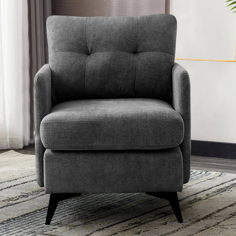 Asjmreye Accent Chair With Arms for Living Room, Metal Legs Ventilation Fabric Grey