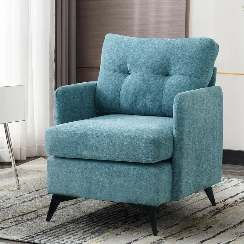 Asjmreye Accent Chair With Arms for Living Room, Metal Legs Ventilation Fabric Blue