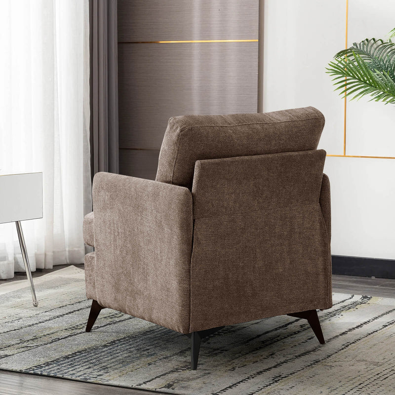 Asjmreye Accent Chair With Arms for Living Room, Metal Legs Ventilation Fabric Brown