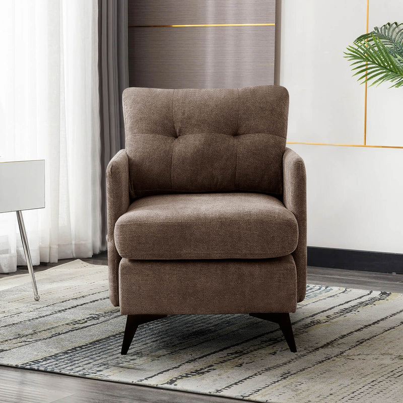 Asjmreye Accent Chair With Arms for Living Room, Metal Legs Ventilation Fabric Brown