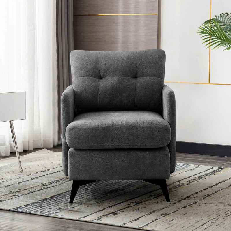 Asjmreye Accent Chair With Arms for Living Room, Metal Legs Ventilation Fabric Grey