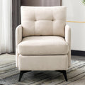 Asjmreye Accent Chair With Arms for Living Room, Metal Legs Ventilation Fabric Lvory