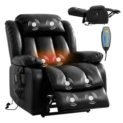 Infinite Position Lift Recliner Chair W/ Massage and Heating, Power by Dual Motor, Real Leather