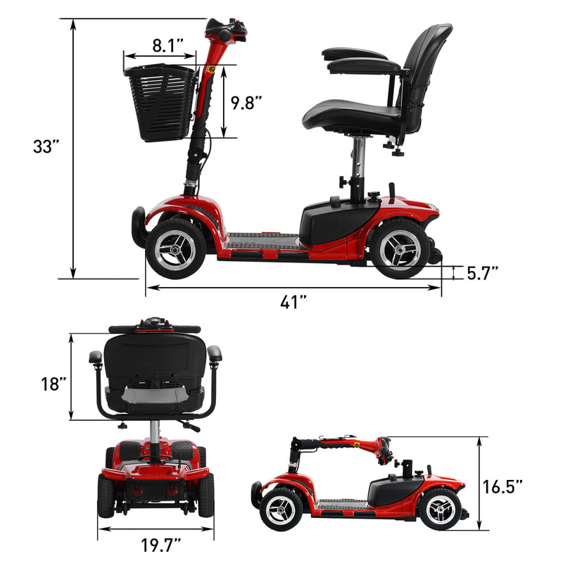 Asjmreye 4-Wheel Electric Mobility Scooter Red Size