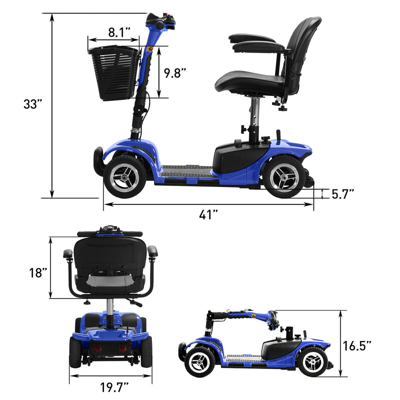 Asjmreye 4-Wheel Electric Mobility Scooter-Blue Size