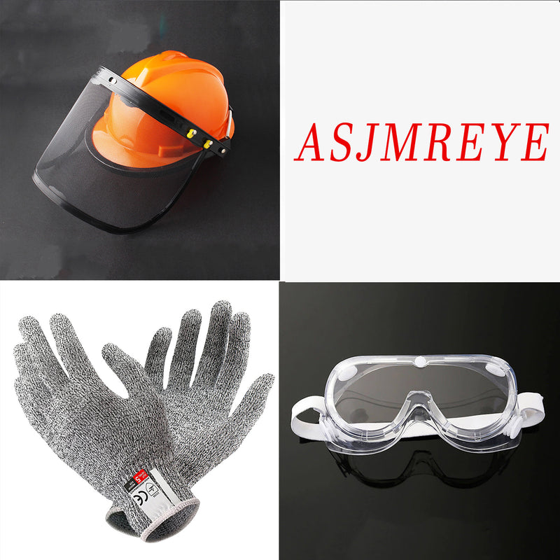 A pair of gloves, a goggle, a helmet, an ASJMREYE logo