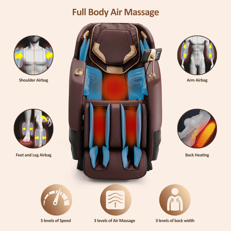 Asjmreye Massage Chair 4D Zero Gravity Chair Full Body Massage Chair With Heating, Voice Control, Smart Scan Body, Burgundy