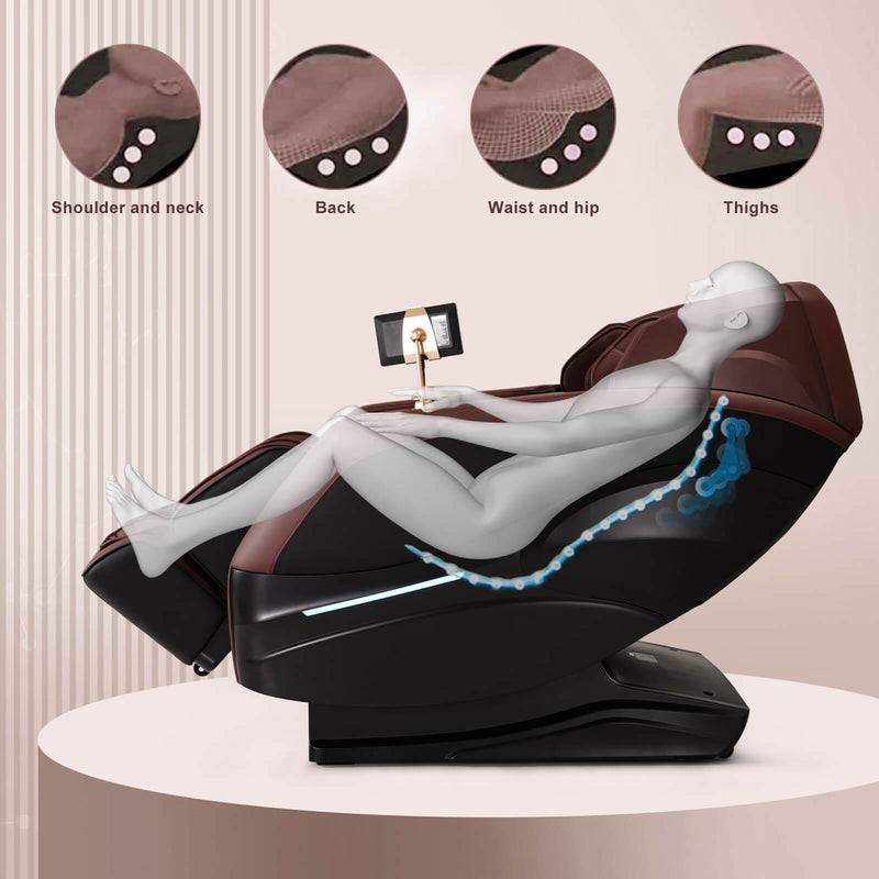Asjmreye Massage Chair 4D Zero Gravity Chair Full Body Massage Chair With Heating, Voice Control, Smart Scan Body, Burgundy