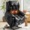 Infinite Position Lift Recliner Chair W/ Massage and Heating, Power by Dual Motor, Real Leather